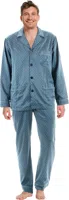 Robson Heren pyjama Satijn - Blue - Knoopsluiting
