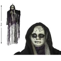 Horror hangdecoratie spook/geest pop - zwart - 70 cm - Halloween decoratie poppen   -