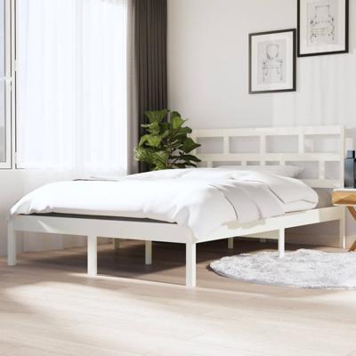 Bedframe massief grenenhout wit 140x190 cm