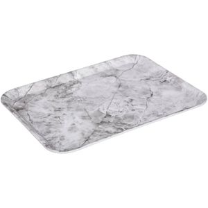 Dienblad/serveer tray Marble - Melamine - creme wit - 33 x 43 cm - rechthoek