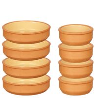 Set 10x tapas/creme brulee schaaltjes - terra/geel - 6x 8 cm/4x 16 cm - Snack en tapasschalen - thumbnail