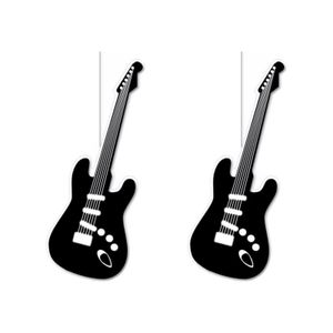 2x stuks hangdecoratie muziek thema gitaar 42 x 16 cm