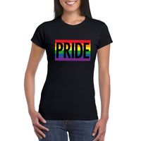 Regenboog vlag Pride shirt zwart dames - thumbnail