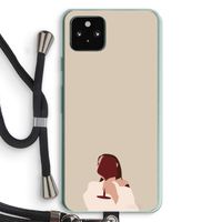 I drink wine: Pixel 5a 5G Transparant Hoesje met koord