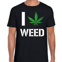 I love weed / drugs - fun t-shirt - zwart - voor heren - marijuana