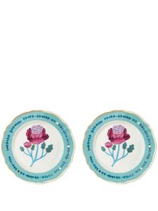 Bitossi Home lot de deux assiettes Botanica en porcelaine - CELESTE