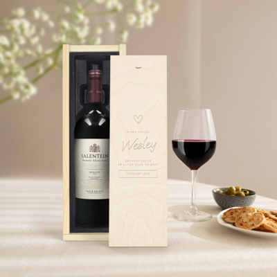 Wijn in gegraveerde kist - Salentein - Merlot