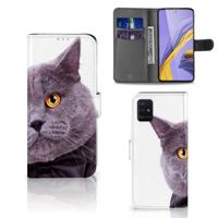 Samsung Galaxy A51 | Telefoonhoesje | Met pasjeshouder | Kat