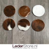 Koeienhuid onderzetters normandier bruin zwart wit 10x10cm