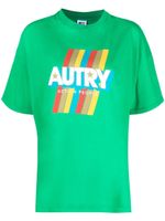 Autry t-shirt rayé à logo imprimé - Vert - thumbnail