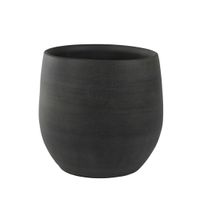 Plantenpot/bloempot in een strakke Modern design look grafiet Dia 26 cm en Hoogte 26 cm