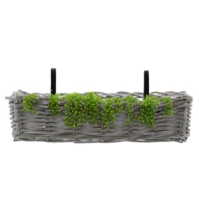 Balkonmand - rotan gevlochten - wit - 60 x 20 x 16 cm - bloemen/planten - schuttingmand