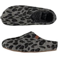Dames instap slippers/pantoffels luipaard print grijs maat 39-40 39/40  - - thumbnail