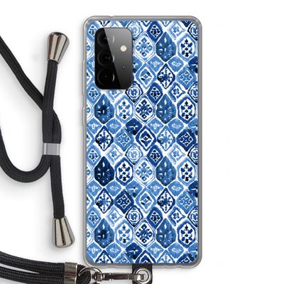 Blauw motief: Samsung Galaxy A72 5G Transparant Hoesje met koord