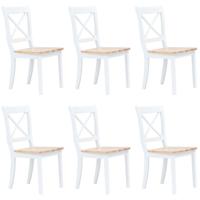 Eetkamerstoelen 6 st massief rubberwood wit en naturel Eetkamerstoelen 6 st massief rubberwood wit en naturel
