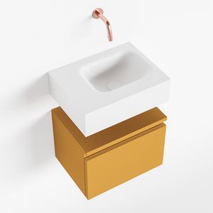 Toiletmeubel Mondiaz Andor | 40 cm | Meubelkleur Ocher | Lex vrijhangend wastafel Talc Rechts | Zonder kraangat