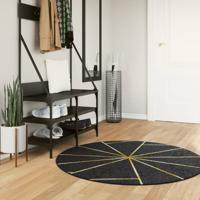 VidaXL Vloerkleed wasbaar anti-slip ø 120 cm zwart en goudkleurig