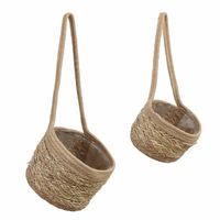 Plantenpot - 2x - hangend - zeegras - bruin - H15 x D20 - H20 x D25 cm - Plantenpotten
