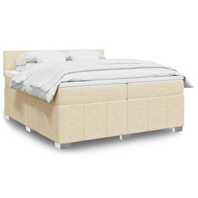 Boxspring met matras stof crèmekleurig 200x200 cm