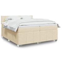 Boxspring met matras stof crèmekleurig 200x200 cm
