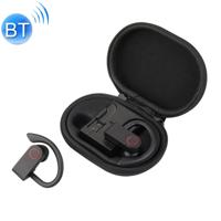 JHO-A9 TWS draadloze opknoping oor type Bluetooth oortelefoon met opladen + opslag geïntegreerde rits zak ondersteuning Stembediening (zwart)