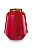 Pip Studio Vaas Metaal Strepen Donkerrood 29cm
