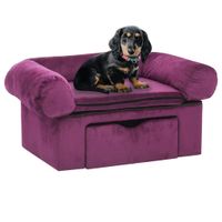 VidaXL Hondenbank met lade 75x50x38 cm pluche bordeauxrood