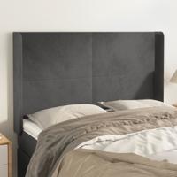 Hoofdbord met randen 147x16x118/128 cm fluweel donkergrijs