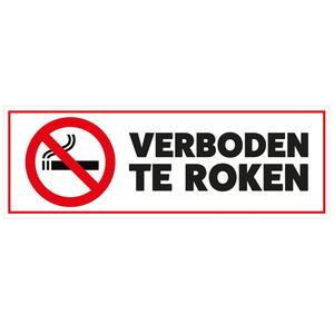 Sticker verboden te roken 6.5 x 19.6 cm rechthoek - Feeststickers