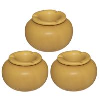 Atmosphera Terras asbak - Set van 3x stuks - stormasbak - keramiek - okergeel - 13 x 9 cm - Buiten e