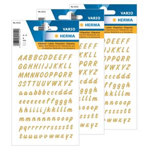 Alfabet plak letters A-Z Stickers - vellen met 660x stuks - goud/transparant - 8 mm