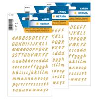 Alfabet plak letters A-Z Stickers - vellen met 660x stuks - goud/transparant - 8 mm - thumbnail