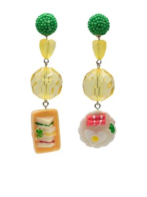 Amir Slama boucles d'oreilles pendantes serties de perles brodées - Jaune