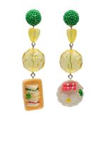 Amir Slama boucles d'oreilles pendantes serties de perles brodées - Jaune - thumbnail