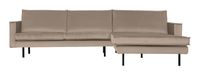 BePureHome Loungebank 'Rodeo' Rechts, Velvet, kleur Khaki BePureHome Loungebank 'Rodeo' Rechts, Velvet, kleur Khaki