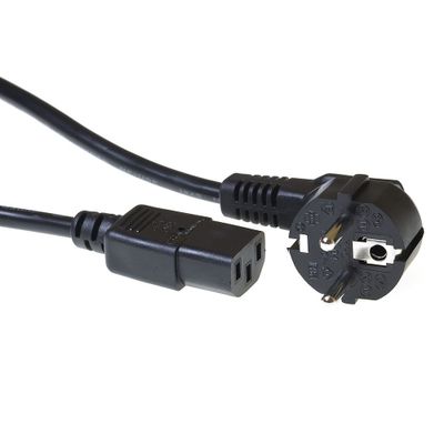 ACT AK5253 230V Stroomkabel Randaarde Stekker CEE7/7 Male (Haaks)/C13 Zwart - 25 cm