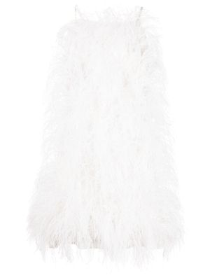 Cult Gaia robe Shannon ornée de plumes - Blanc