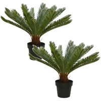 Set van 2x stuks groene Varen kunstplanten 60 cm in zwarte pot - thumbnail