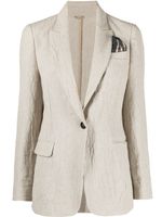 Brunello Cucinelli blazer froissé à simple boutonnage - Tons neutres