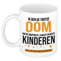 Cadeau koffie/thee mok voor oom - oranje - trotse oom - keramiek - 300 ml