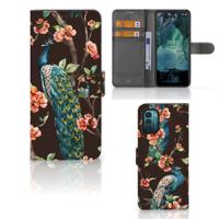 Nokia G11 | G21 | Telefoonhoesje | Met pasjeshouder | Pauw met Bloemen