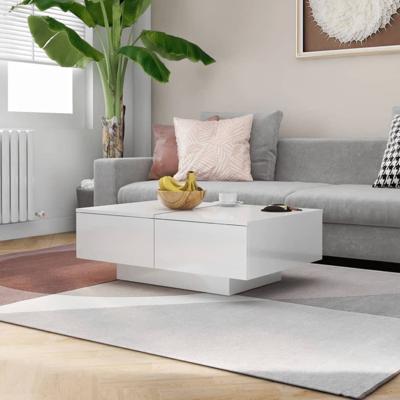 Salontafel 90x60x31 cm spaanplaat hoogglans wit