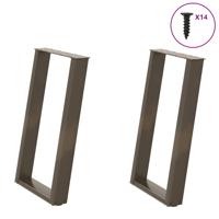 Eettafelpoten 2 st U-vormig 60x(72-73) cm staal naturel