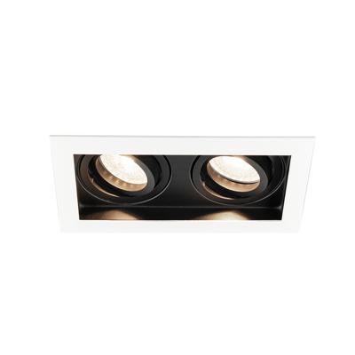 HOFTRONIC™ Durham Inbouwspot Dubbel Wit - GU10 5 Watt 400 lumen - 4000K Neutraal wit - Kantelbaar - IP20 - Rechthoek