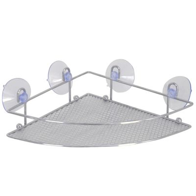 Doucherekje/badkamerrekje - hoek-model - zilver - 27 x 17 cm - metaal