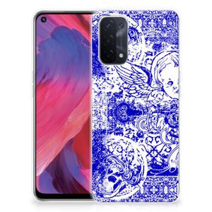 Silicone Back Case OPPO A93 5G Angel Skull Blauw