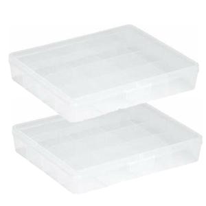 Opberg box/opbergdoos - 2x - 16 vaks - transparant - kunststof - 29,5 x 24,5 x 5,5 cm