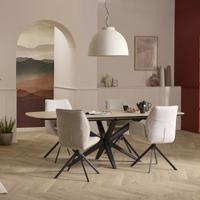 Eetkamerstoel Odin met arm in stof Lodge Linnen