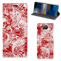 Mobiel BookCase Sony Xperia 10 Angel Skull Rood