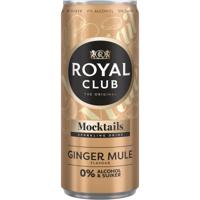 Mocktails Royal Club ginger mule 0% suiker en alcohol blik 250 ml | 12 stuks
